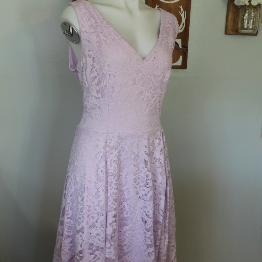 Muadress V-Neck Lace High-Low Dress